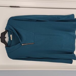 Long sleeve side zip cowl neck shirt